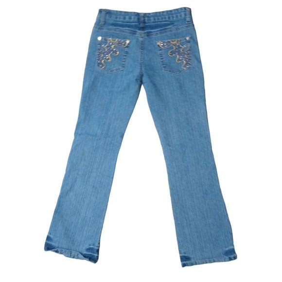 Charlotte Jeans Womens Size 7 / 8 Juniors Stretch Boot Embellished Embroidered - Picture 2 of 13